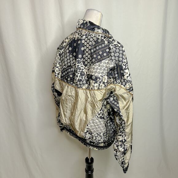 VOS Sports Vintage Patchwork Jacket Windbreaker Paisley Floral Women's L Retro - Picture 9 of 10